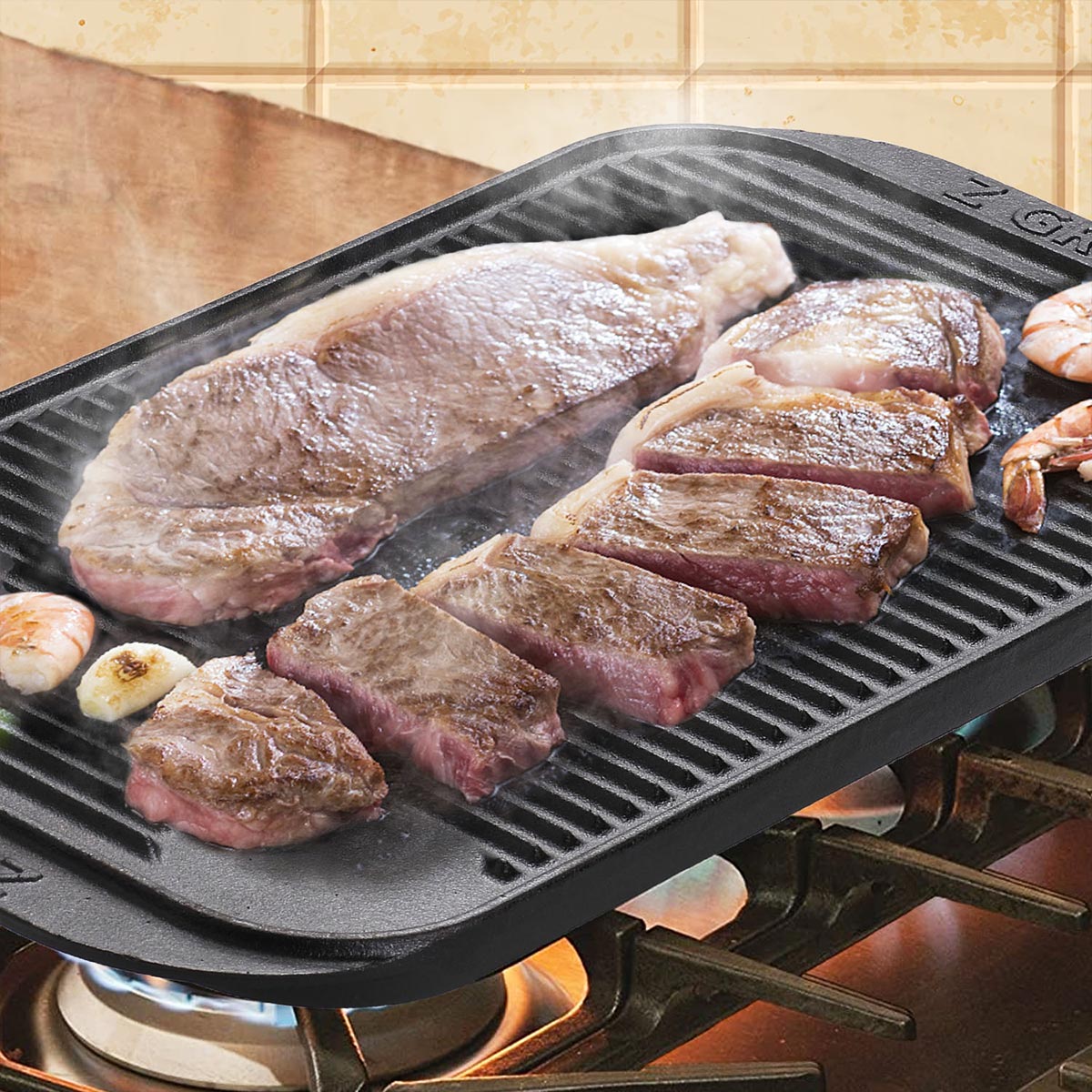 Reversible Cast Iron Grill Griddle Grill Plate