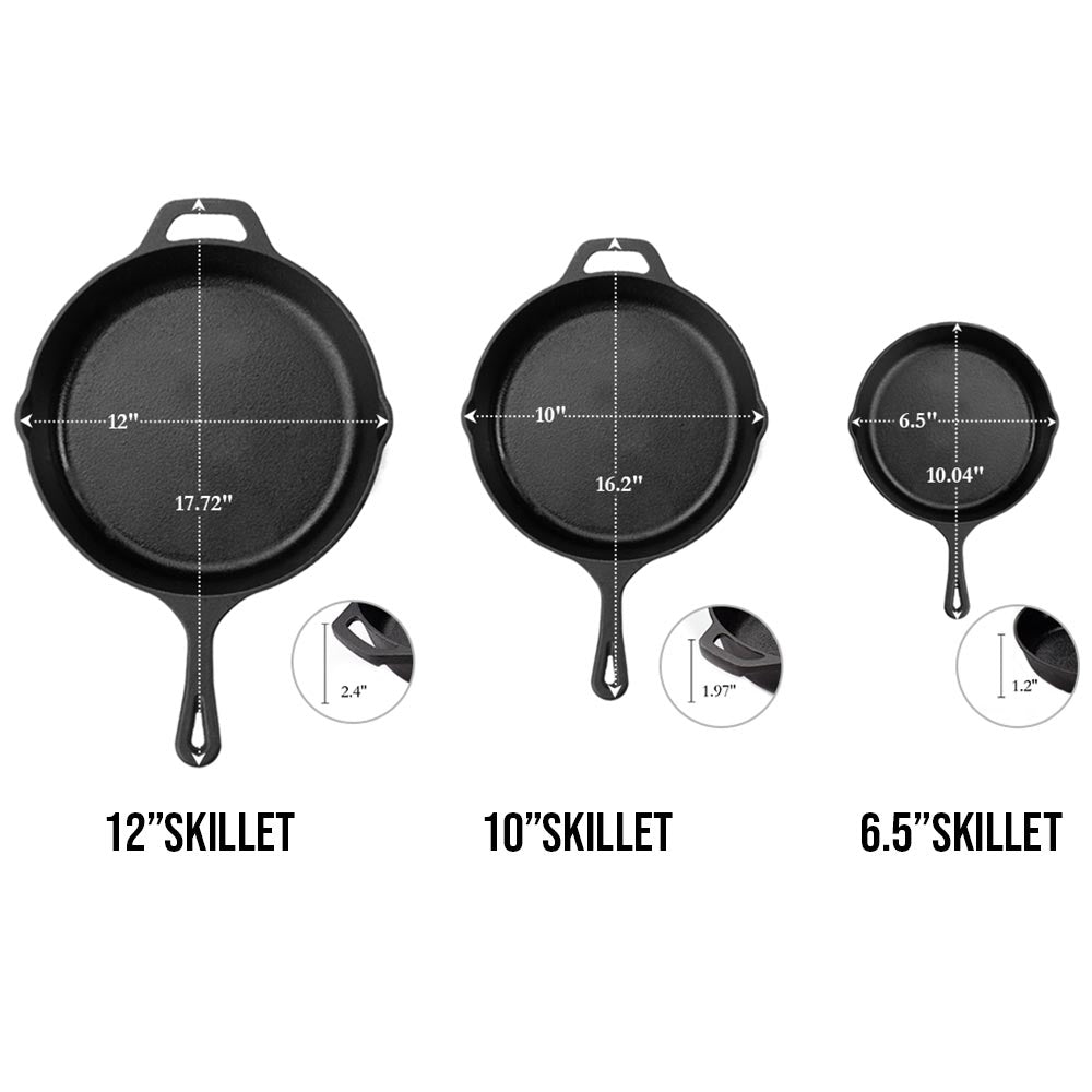 Cast Iron Skillet - 12” Dimensions & Drawings